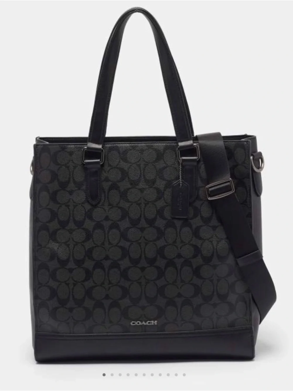 Coach unisex Black Signature Canvas/leather Messenger Tote